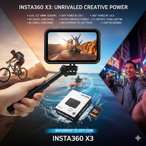 Insta360 X3 Action Waterproof Camera